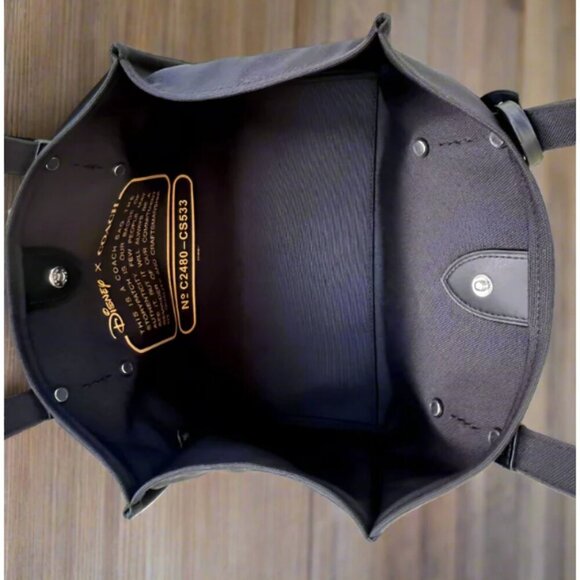 Disney X Coach Tote 30 Mickey Mouse Friends Black CS533 Medium Canvas Leather - Picture 10 of 14